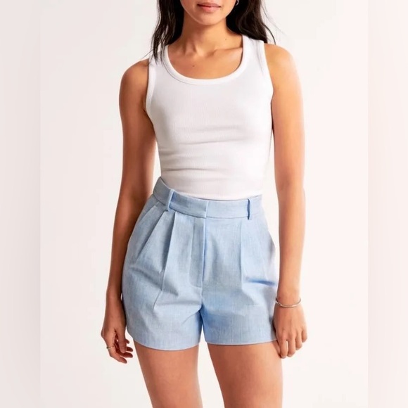 Abercrombie & Fitch Pants - Abercrombie A&F Sloane Tailored Curve Love Shorts Size 6 Light Blue Like New